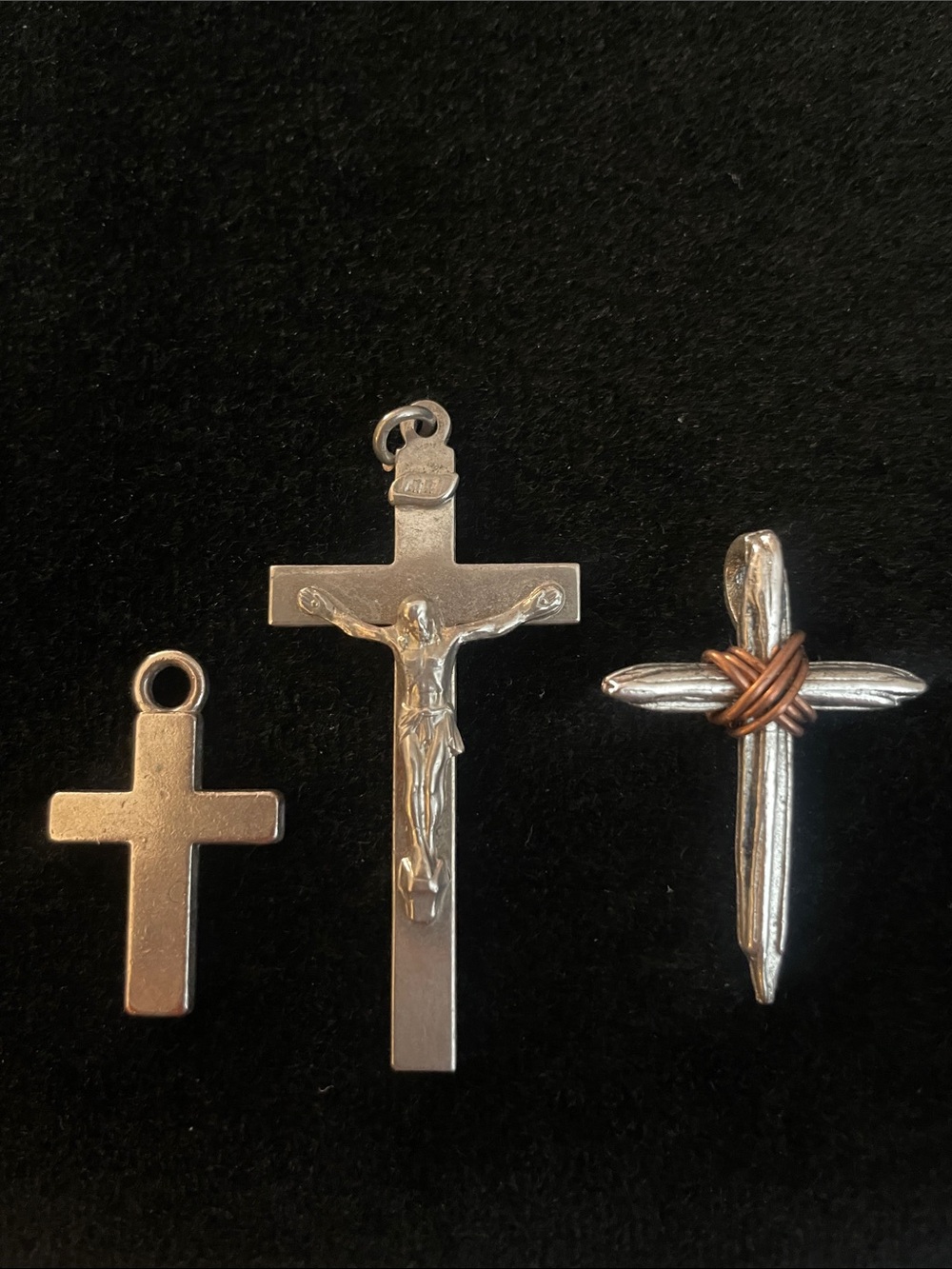 Vintage lot of 3 Silver Tone Cross Pendants!
